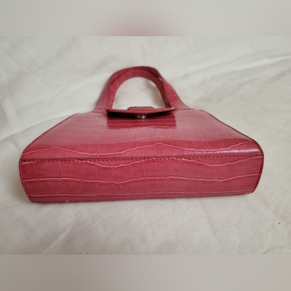 Vintage Y2K Faux Leather Barbie Pink Snake Skin Mini Handbag Retro Boho Chic - Picture 12 of 12